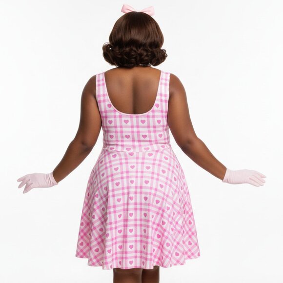 Plus Size Pink Gingham Vintage 1950s Swing Dress - Picture 9 of 9